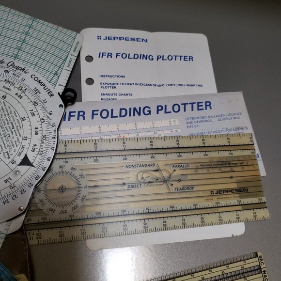 Jeppesen Vtg 3 Pc Computer CSG Slide Air Navigation & Folding & Super Plotter - Picture 9 of 10